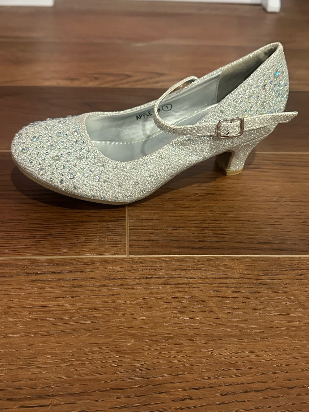 Silver Glitter Rhinestone Mary Jane Heels Size 1